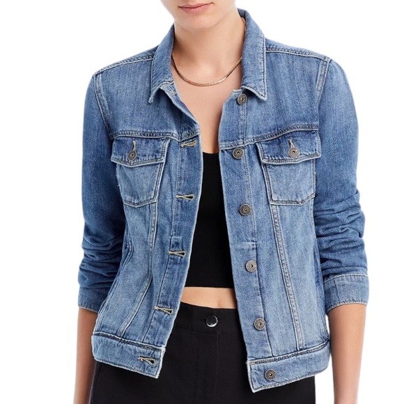PAIGE Jackets & Blazers - Paige medium blue distressed button down front pocket denim jacket Women’s XS